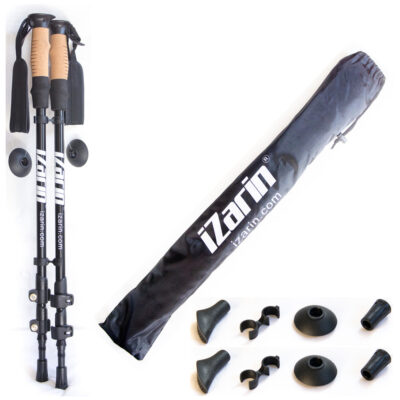 hiking poles with carry bag and accessories