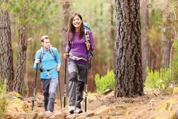 Woman and Man Hiking