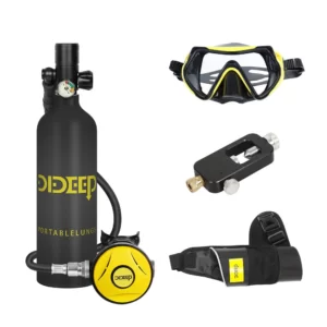 Scuba Tank, Bag, Goggles and Adapter